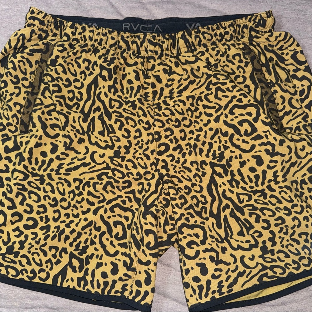 RVCA Animal Print Shorts in Yellow and Black